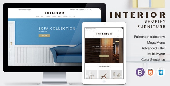 Responsive Minimalist Shopify Theme for Interior
