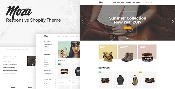 Moza - Tema minimalista y responsivo de Shopify con función de arrastrar y soltar
