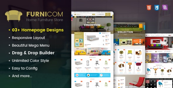 Furnicom - Tema adaptable de Shopify para muebles con función de arrastrar y soltar