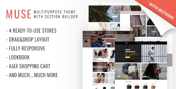 Muse: Tema multipropósito de Shopify con generador de secciones y lookbook