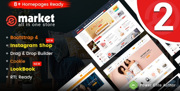 eMarket - Responsive & Multipurpose Sectioned Drag & Drop Bootstrap 4 Shopify Theme
