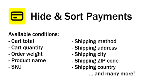 ETP Sort Hide Payment Methods