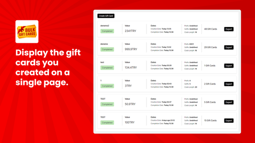 Entafix: Bulk Gift Cards