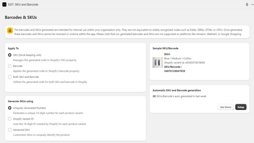 Easy SKU and Barcode Generator