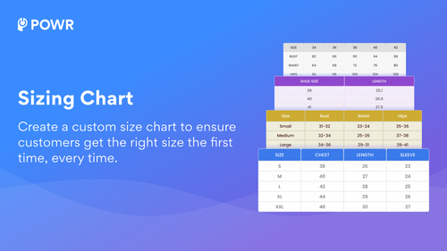 POWR: Size Chart Size Guide