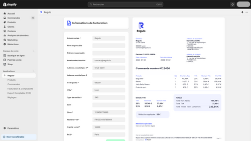 Regulo : Factures et Compta