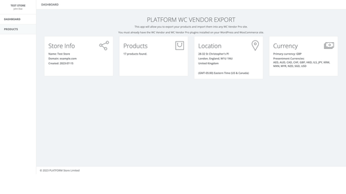 PLATFORM WC Vendor Export