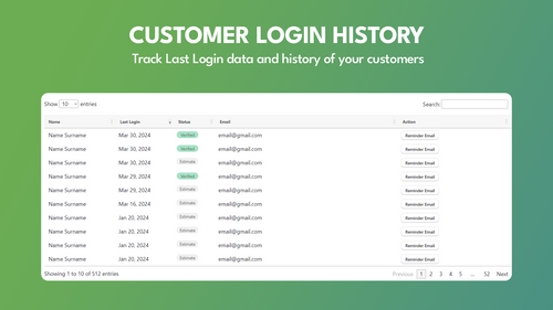 Tickr Customer Login History