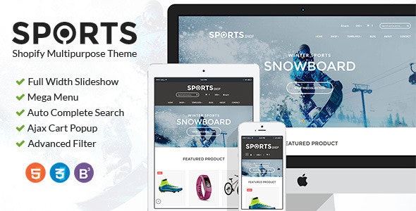 Bootstrap Shopify Theme Winter Sports &amp; Outdoors