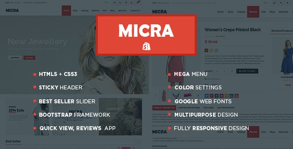 Tema y plantilla de Shopify para tienda de moda Micra