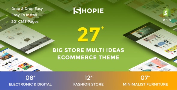 SHOPIE | Tema adaptable y multipropósito para Shopify: moda, ropa, supermercados, electrónica, minimalista