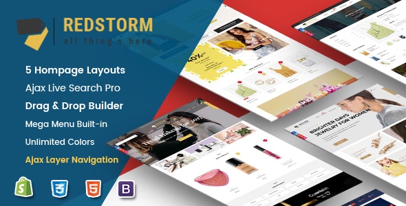 RedStorm - Creative Drag &amp; Drop Sectioned Responsive Shopify Theme