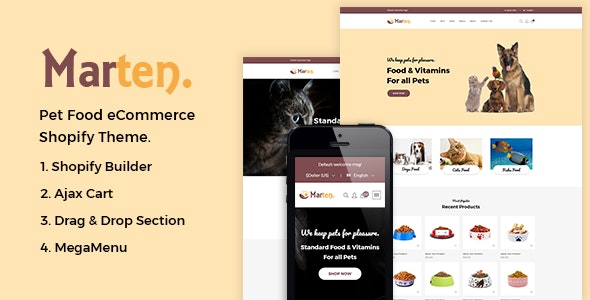 Marten - Pet Food, Pet Shop, Animal Care Shopify Theme