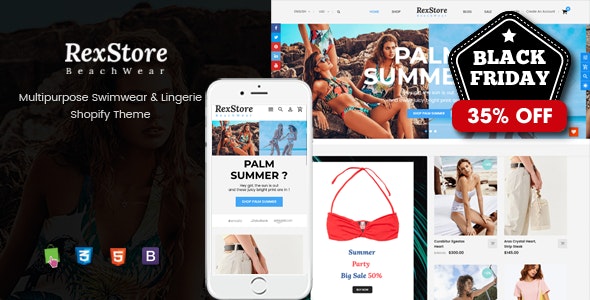 RexStore - Multipurpose Swimwear &amp; Lingerie Shopify Theme