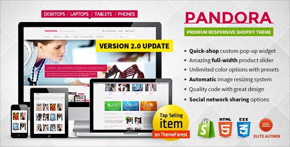 Pandora — Tema HTML5 adaptable para Shopify