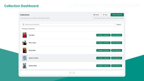 EM Product & Collection Sort