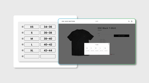 Size Charts & Size Guide ‑ ESC