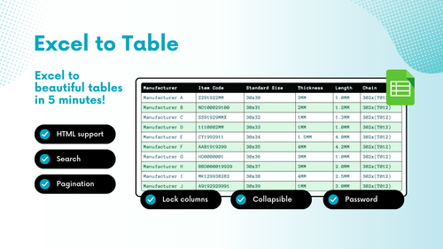 Table Master ‑ Excel to Table