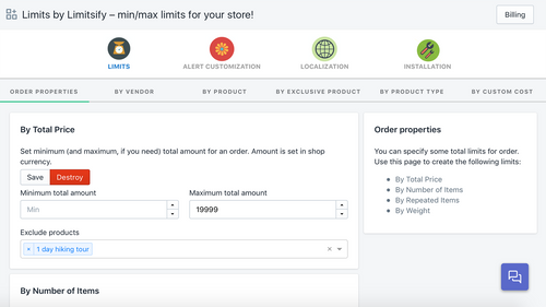 MinMax Order Limits Limitsify