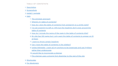 Easy Table Of Contents